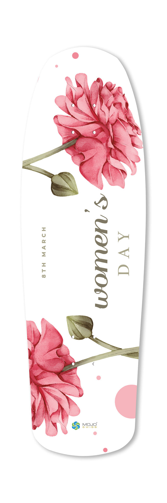 Women's Day City 810 art skateboard deck frontside. Limited edition by Markus Oz Huber