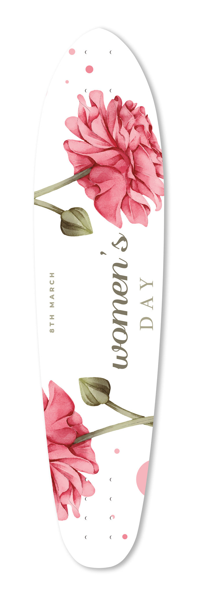 Women's Day Cruise 900 art skateboard deck frontside. Limited edition by Markus Oz Huber