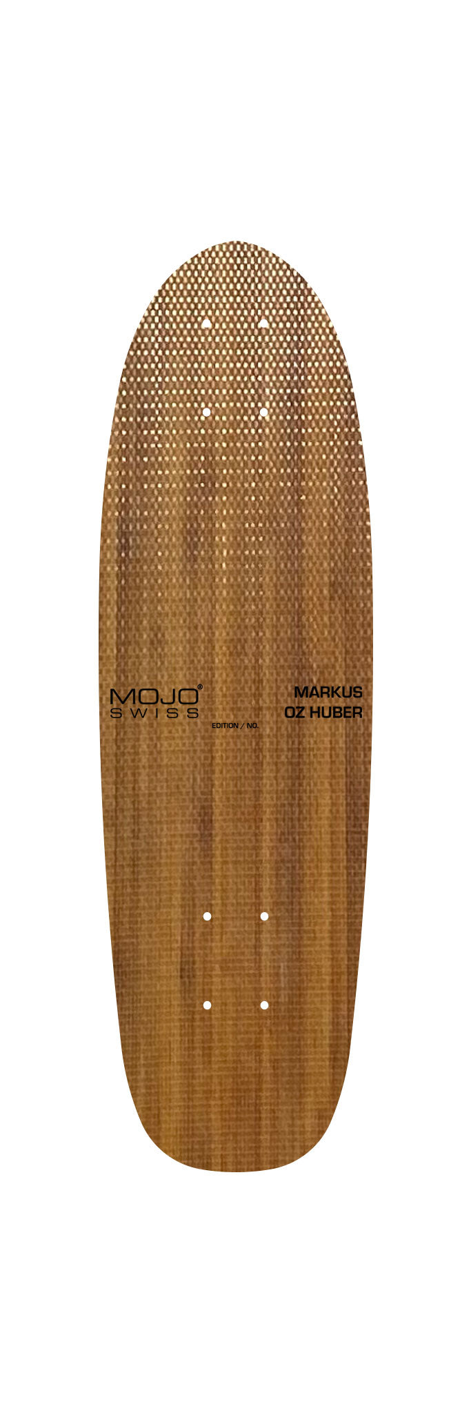 Hossegor Mini 670 art skateboard deck backside wood. Limited edition by Markus Oz Huber