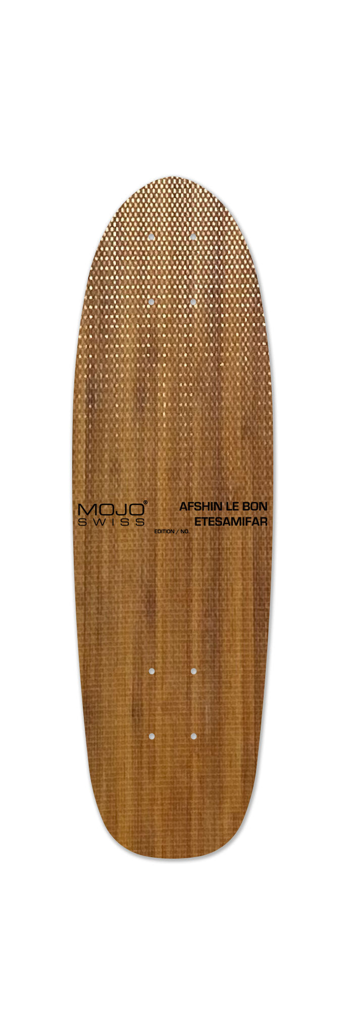 7 Mini 670 art skateboard deck backside wood. Single edition by Paul Moecklin